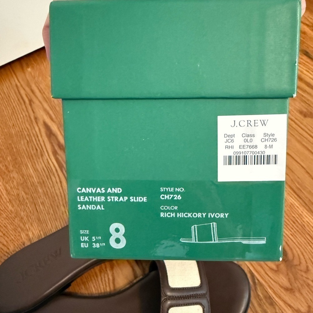 NIB J.Crew Georgina Sandals in Canvas and Leather Strap Slide Sandals size 8 - Picture 6 of 7